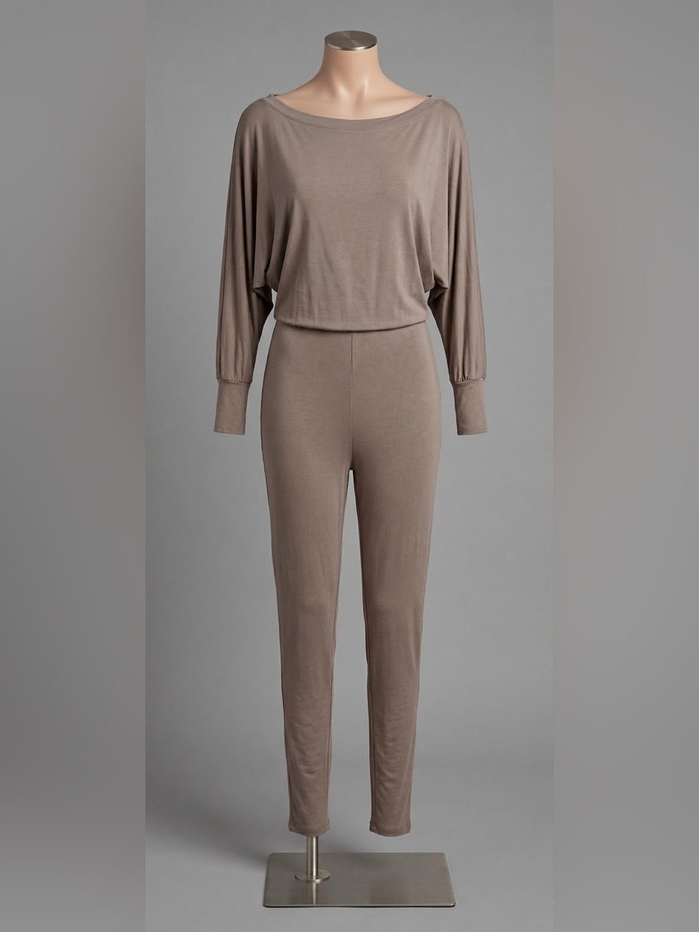 Fashion Nova Taupe Batwing Jumpsuit Legging Set